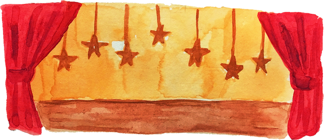 Handpainted Watercolor Christmas Stage with Stars